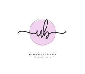 U B UB Initial letter handwriting and signature logo. A concept handwriting initial logo with template element.