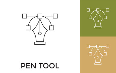 Editable Pen Tool Thin Line Icon with Title. Useful For Mobile Application, Website, Software and Print Media.