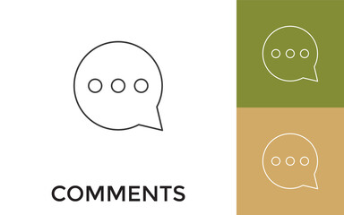 Obraz premium Editable Comments Thin Line Icon with Title. Useful For Mobile Application, Website, Software and Print Media.