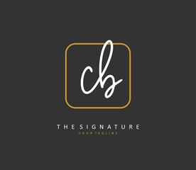 C B CB Initial letter handwriting and signature logo. A concept handwriting initial logo with template element.