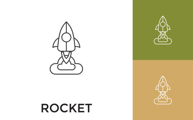 Editable Rocket Thin Line Icon with Title. Useful For Mobile Application, Website, Software and Print Media.