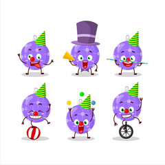 Cartoon character of christmas ball purple with various circus shows