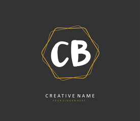 C B CB Initial letter handwriting and signature logo. A concept handwriting initial logo with template element.