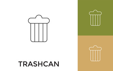 Editable Trash Can Thin Line Icon with Title. Useful For Mobile Application, Website, Software and Print Media.