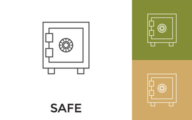 Editable Safe Thin Line Icon with Title. Useful For Mobile Application, Website, Software and Print Media.