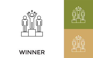 Editable Winner Thin Line Icon with Title. Useful For Mobile Application, Website, Software and Print Media.