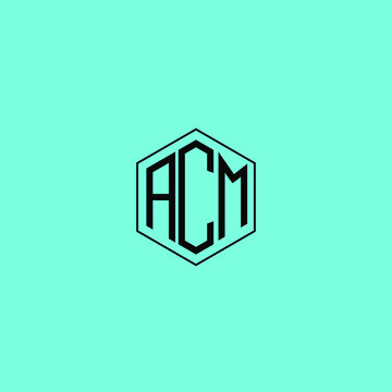 ACM letter icon design on blUE background.  Creative letter ACM/A C M logo design. ACM initials Logo design