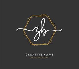 Z B ZB Initial letter handwriting and signature logo. A concept handwriting initial logo with template element.