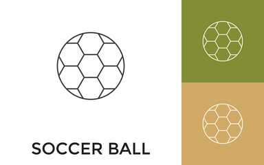 Obraz premium Editable Soccer Ball Thin Line Icon with Title. Useful For Mobile Application, Website, Software and Print Media.