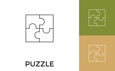 Editable Puzzle Thin Line Icon with Title. Useful For Mobile Application, Website, Software and Print Media.