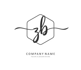 Fototapeta premium Z B ZB Initial letter handwriting and signature logo. A concept handwriting initial logo with template element.
