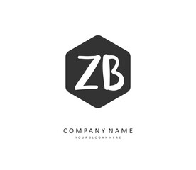 Z B ZB Initial letter handwriting and signature logo. A concept handwriting initial logo with template element.