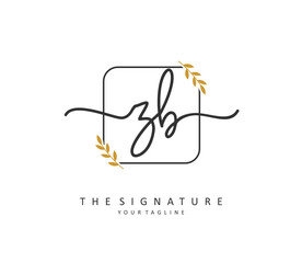 Z B ZB Initial letter handwriting and signature logo. A concept handwriting initial logo with template element.