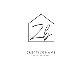 Z B ZB Initial letter handwriting and signature logo. A concept handwriting initial logo with template element.