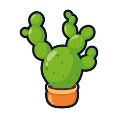 cactus mexican plant in ceramic pot flat style icon