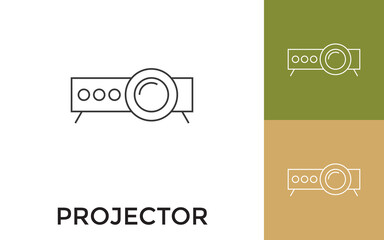Fototapeta premium Editable Projector Thin Line Icon with Title. Useful For Mobile Application, Website, Software and Print Media.