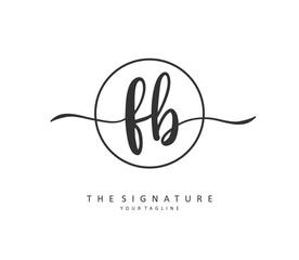F B FB Initial letter handwriting and signature logo. A concept handwriting initial logo with template element.