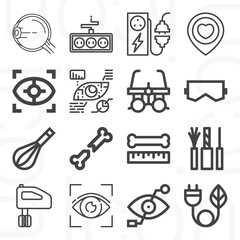16 pack of socket  lineal web icons set