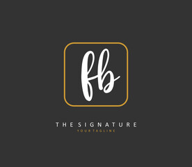 F B FB Initial letter handwriting and signature logo. A concept handwriting initial logo with template element.