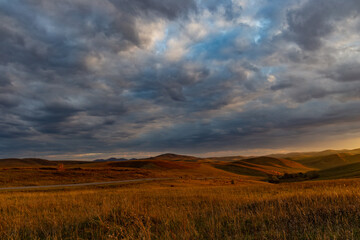 Fototapeta premium unreal beautiful sunset in the mountains