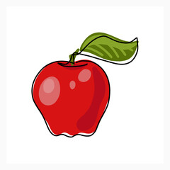 Doodle apple icon isolated on white. Outline fruit, kids hand drawing apple. Sketch vector stock illustration. EPS 10