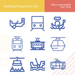 Simple set of explicitly related lineal icons.