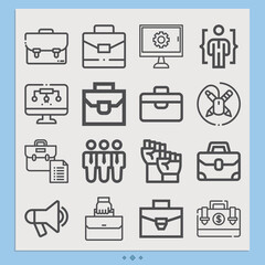 Simple set of corporate business related lineal icons.