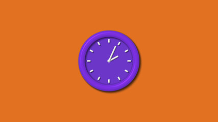 New purple color 3d wall clock isolated on brown background,wall clock