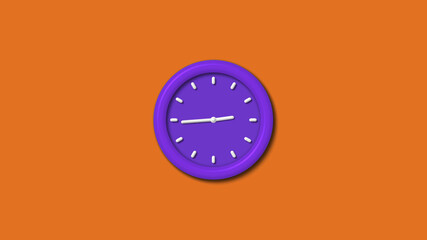 New purple color 3d wall clock isolated on brown background,wall clock