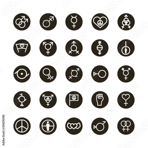 Bundle Of Twenty Five Gender Symbols Of Sexual Orientation Block Style In Blue Background Wall Mural Gstudio Group