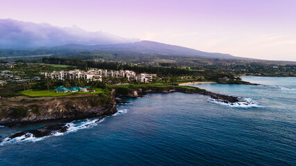 kapalua bay aerial sunset in Maui Hawaii