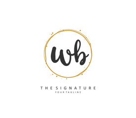 W B WB Initial letter handwriting and signature logo. A concept handwriting initial logo with template element.