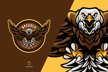 eagle flying mascot logo for sport game team illustration