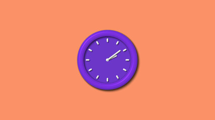 New purple color 3d wall clock isolated on red light background,12 hours wall clock