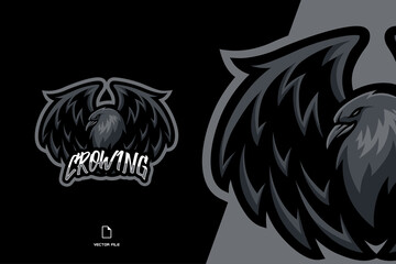raven crow masco esport game logo character template illustration © eryusan