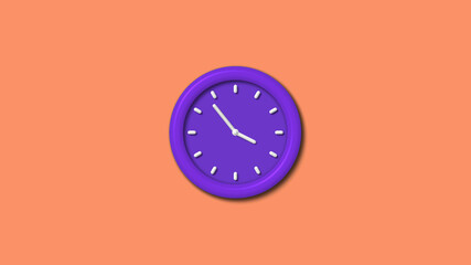 New purple color 3d wall clock isolated on red light background,12 hours wall clock