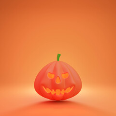 3d render jack o lantern
 on background space. Minimal concept. Holiday decoration pumpkin for celebration halloween event template
