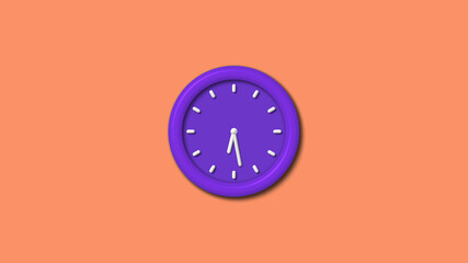 Purple color wall clock isolated on red light background,12 hours wall clock