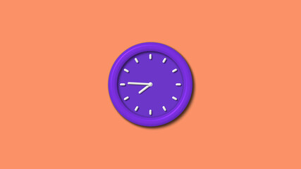 Purple color wall clock isolated on red light background,12 hours wall clock