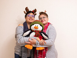 a portrait of a couple in christmas