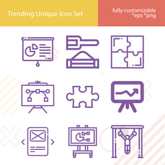 Simple set of slide related lineal icons.