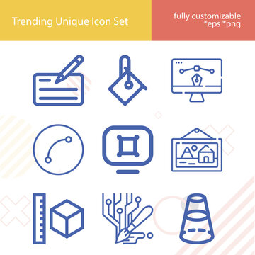 Simple set of collector related lineal icons.