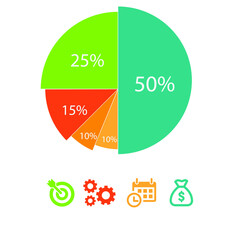 Business data market elements dot bar pie charts diagrams and graphs flat icons set isolated vector illustration.