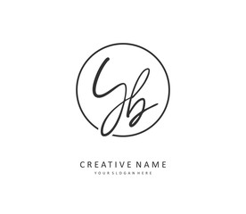 Y B YB Initial letter handwriting and signature logo. A concept handwriting initial logo with template element.