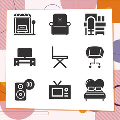 Simple set of 9 icons related to foster home