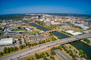 Fototapeta na wymiar Aerial View of the Population Center of Wichita, Kansas