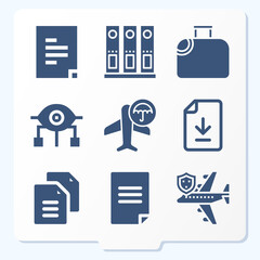 Simple set of 9 icons related to passport