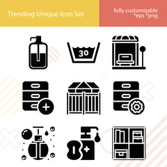 Simple set of laundry related filled icons.