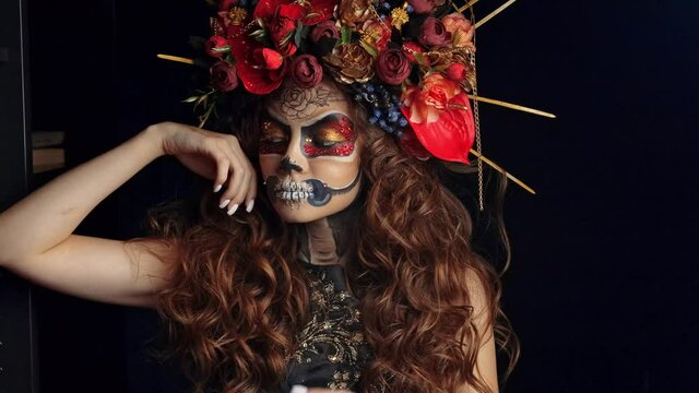 Dia de los muertos. Day of The Dead. Woman with sugar skull makeup