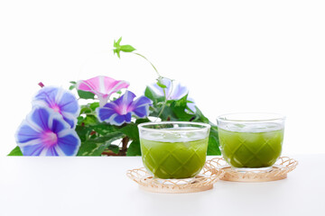 緑茶と朝顔